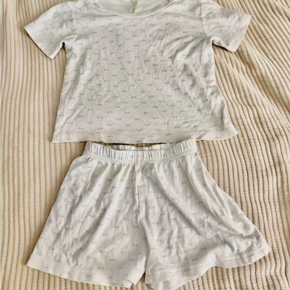 Kids Pajama Set in White with Fun Print